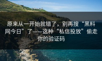 原来从一开始就错了，别再搜“黑料网今日”了——这种“私信投放”偷走你的验证码