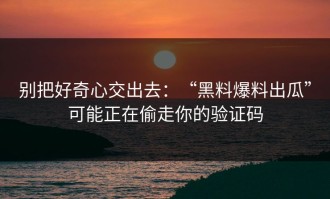 别把好奇心交出去：“黑料爆料出瓜”可能正在偷走你的验证码