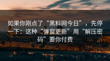 如果你刚点了“黑料网今日”，先停一下：这种“弹窗更新”用“解压密码”要你付费