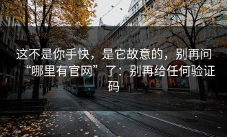 这不是你手快，是它故意的，别再问“哪里有官网”了：别再给任何验证码