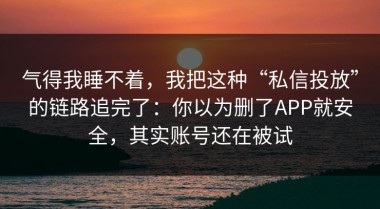 气得我睡不着，我把这种“私信投放”的链路追完了：你以为删了APP就安全，其实账号还在被试