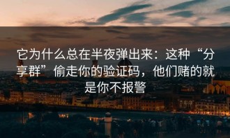 它为什么总在半夜弹出来：这种“分享群”偷走你的验证码，他们赌的就是你不报警