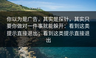 你以为是广告，其实是探针，其实只要你做对一件事就能躲开：看到这类提示直接退出；看到这类提示直接退出