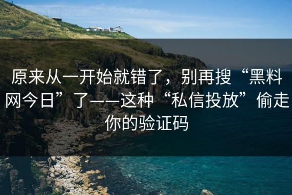原来从一开始就错了，别再搜“黑料网今日”了——这种“私信投放”偷走你的验证码