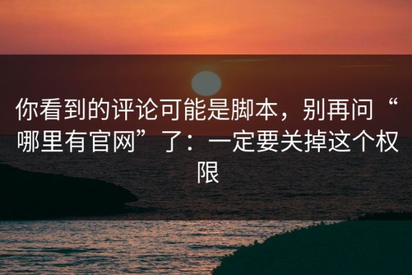 你看到的评论可能是脚本，别再问“哪里有官网”了：一定要关掉这个权限