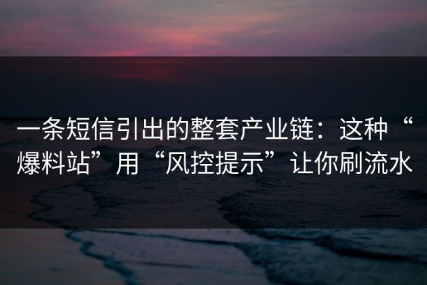 一条短信引出的整套产业链：这种“爆料站”用“风控提示”让你刷流水