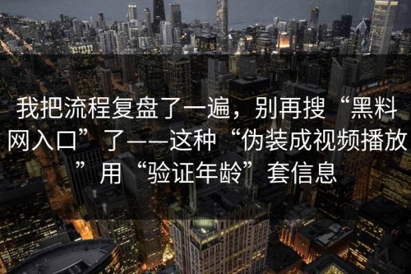 我把流程复盘了一遍，别再搜“黑料网入口”了——这种“伪装成视频播放”用“验证年龄”套信息