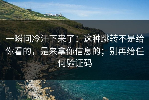 一瞬间冷汗下来了：这种跳转不是给你看的，是来拿你信息的；别再给任何验证码