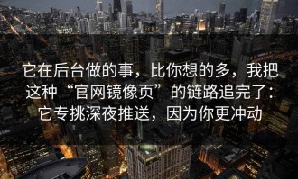 它在后台做的事，比你想的多，我把这种“官网镜像页”的链路追完了：它专挑深夜推送，因为你更冲动