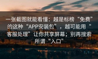 一张截图就能看懂：越是标榜“免费”的这种“APP安装包”，越可能用“客服处理”让你共享屏幕；别再搜索所谓“入口”