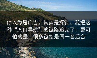 你以为是广告，其实是探针，我把这种“入口导航”的链路追完了：更可怕的是，很多链接是同一套后台