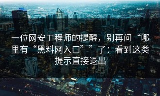 一位网安工程师的提醒，别再问“哪里有“黑料网入口””了：看到这类提示直接退出