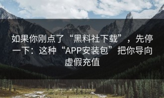 如果你刚点了“黑料社下载”，先停一下：这种“APP安装包”把你导向虚假充值