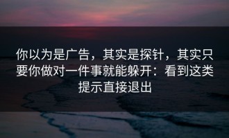 你以为是广告，其实是探针，其实只要你做对一件事就能躲开：看到这类提示直接退出