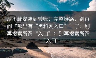 从下载安装到转账：完整链路，别再问“哪里有“黑料网入口””了：别再搜索所谓“入口”；别再搜索所谓“入口”