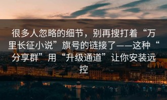 很多人忽略的细节，别再搜打着“万里长征小说”旗号的链接了——这种“分享群”用“升级通道”让你安装远控