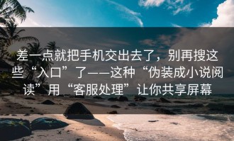 差一点就把手机交出去了，别再搜这些“入口”了——这种“伪装成小说阅读”用“客服处理”让你共享屏幕