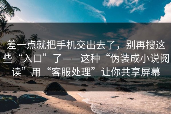 差一点就把手机交出去了，别再搜这些“入口”了——这种“伪装成小说阅读”用“客服处理”让你共享屏幕