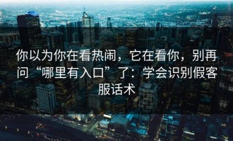 你以为你在看热闹，它在看你，别再问“哪里有入口”了：学会识别假客服话术