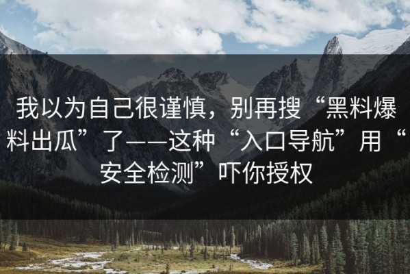 我以为自己很谨慎，别再搜“黑料爆料出瓜”了——这种“入口导航”用“安全检测”吓你授权