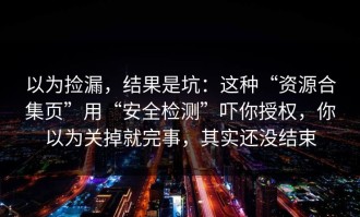 以为捡漏，结果是坑：这种“资源合集页”用“安全检测”吓你授权，你以为关掉就完事，其实还没结束