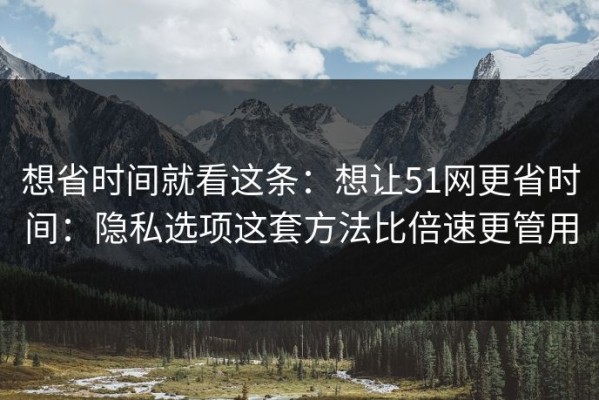 想省时间就看这条：想让51网更省时间：隐私选项这套方法比倍速更管用