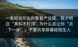 一条短信引出的整套产业链，我才明白“黑料不打烊”为什么总让你“点下一步”；不要共享屏幕给陌生人