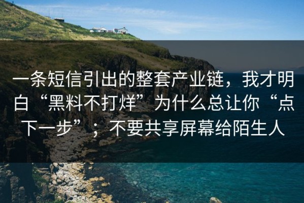 一条短信引出的整套产业链，我才明白“黑料不打烊”为什么总让你“点下一步”；不要共享屏幕给陌生人