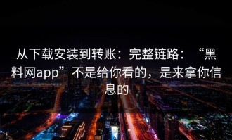 从下载安装到转账：完整链路：“黑料网app”不是给你看的，是来拿你信息的