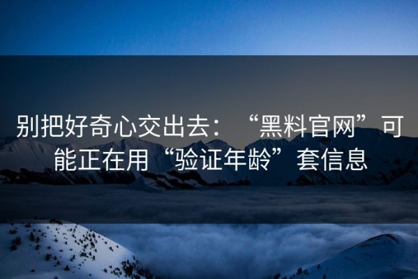 别把好奇心交出去：“黑料官网”可能正在用“验证年龄”套信息