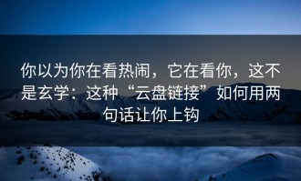 你以为你在看热闹，它在看你，这不是玄学：这种“云盘链接”如何用两句话让你上钩