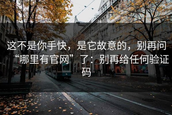 这不是你手快，是它故意的，别再问“哪里有官网”了：别再给任何验证码