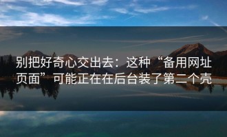别把好奇心交出去：这种“备用网址页面”可能正在在后台装了第二个壳