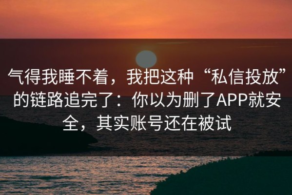 气得我睡不着，我把这种“私信投放”的链路追完了：你以为删了APP就安全，其实账号还在被试