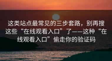 这类站点最常见的三步套路，别再搜这些“在线观看入口”了——这种“在线观看入口”偷走你的验证码