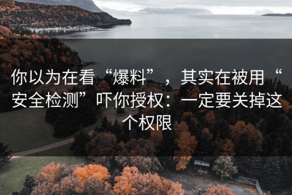 你以为在看“爆料”，其实在被用“安全检测”吓你授权：一定要关掉这个权限