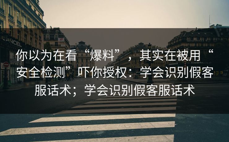 你以为在看“爆料”，其实在被用“安全检测”吓你授权：学会识别假客服话术；学会识别假客服话术
