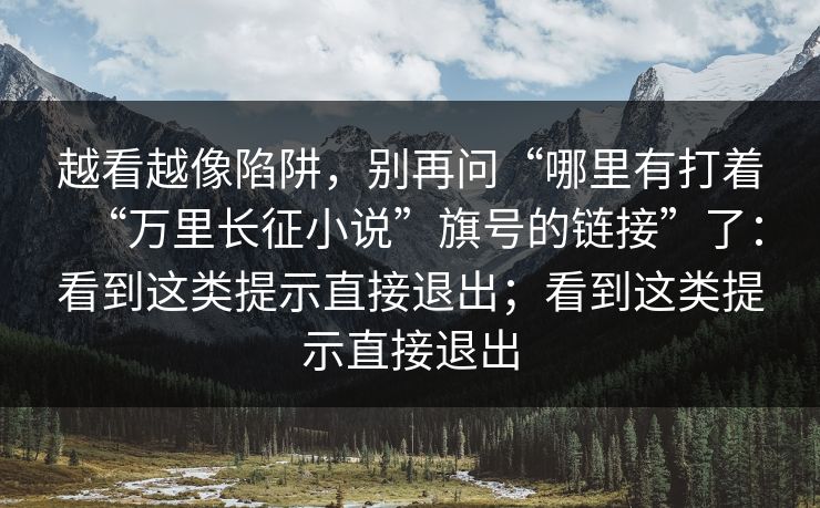 越看越像陷阱，别再问“哪里有打着“万里长征小说”旗号的链接”了：看到这类提示直接退出；看到这类提示直接退出