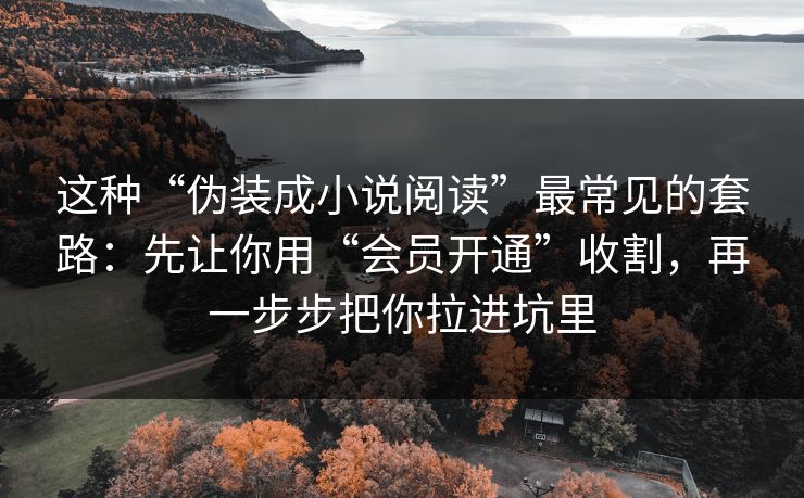 这种“伪装成小说阅读”最常见的套路：先让你用“会员开通”收割，再一步步把你拉进坑里