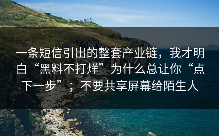 一条短信引出的整套产业链，我才明白“黑料不打烊”为什么总让你“点下一步”；不要共享屏幕给陌生人