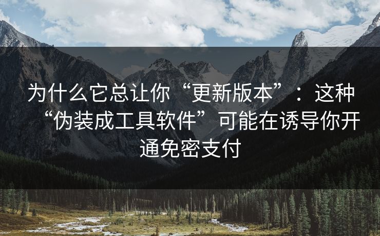为什么它总让你“更新版本”：这种“伪装成工具软件”可能在诱导你开通免密支付