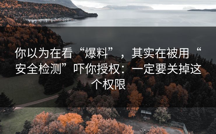 你以为在看“爆料”，其实在被用“安全检测”吓你授权：一定要关掉这个权限