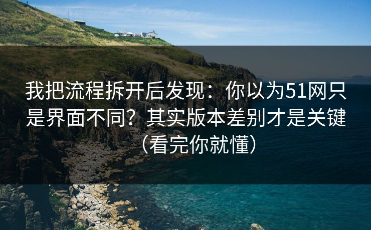 我把流程拆开后发现：你以为51网只是界面不同？其实版本差别才是关键（看完你就懂）